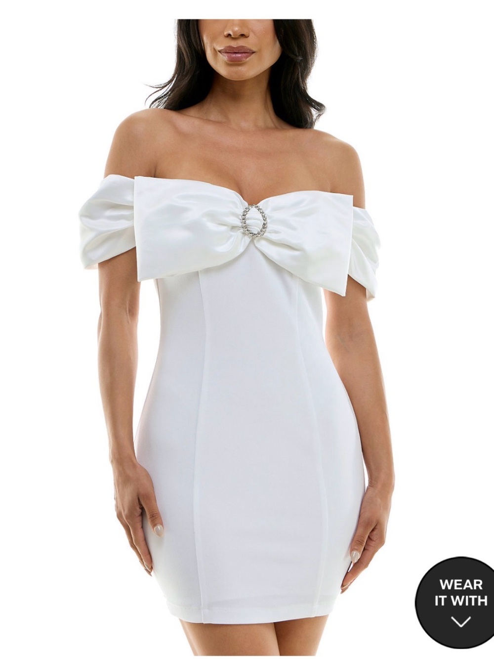 B. Darlin White Off-Shoulder Bow Mini Dress | Junior Size 13/14 | Worn Once
